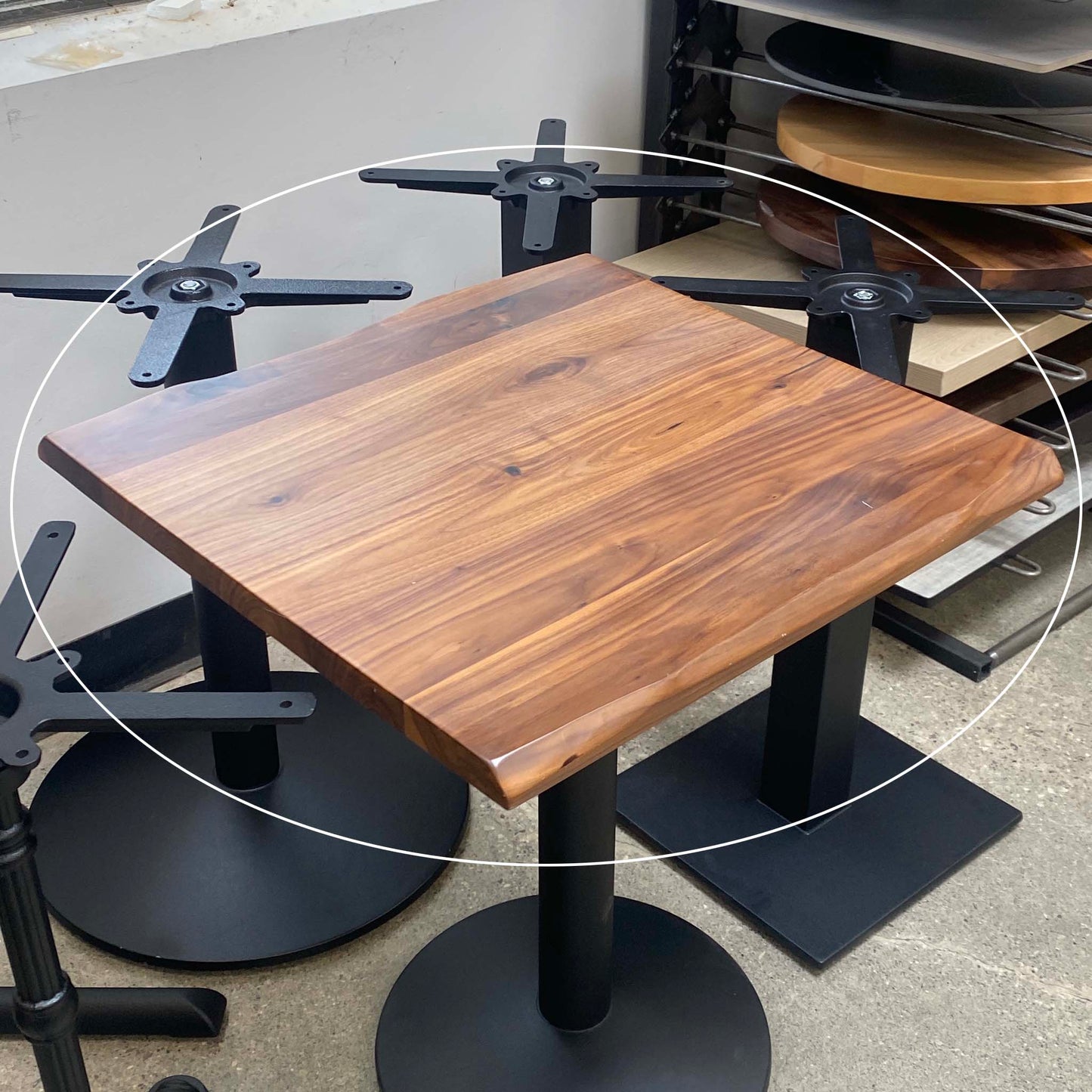 #C3 - Floor Model, 24 x 24" Solid Black Walnut Bistro Cafe Table Top