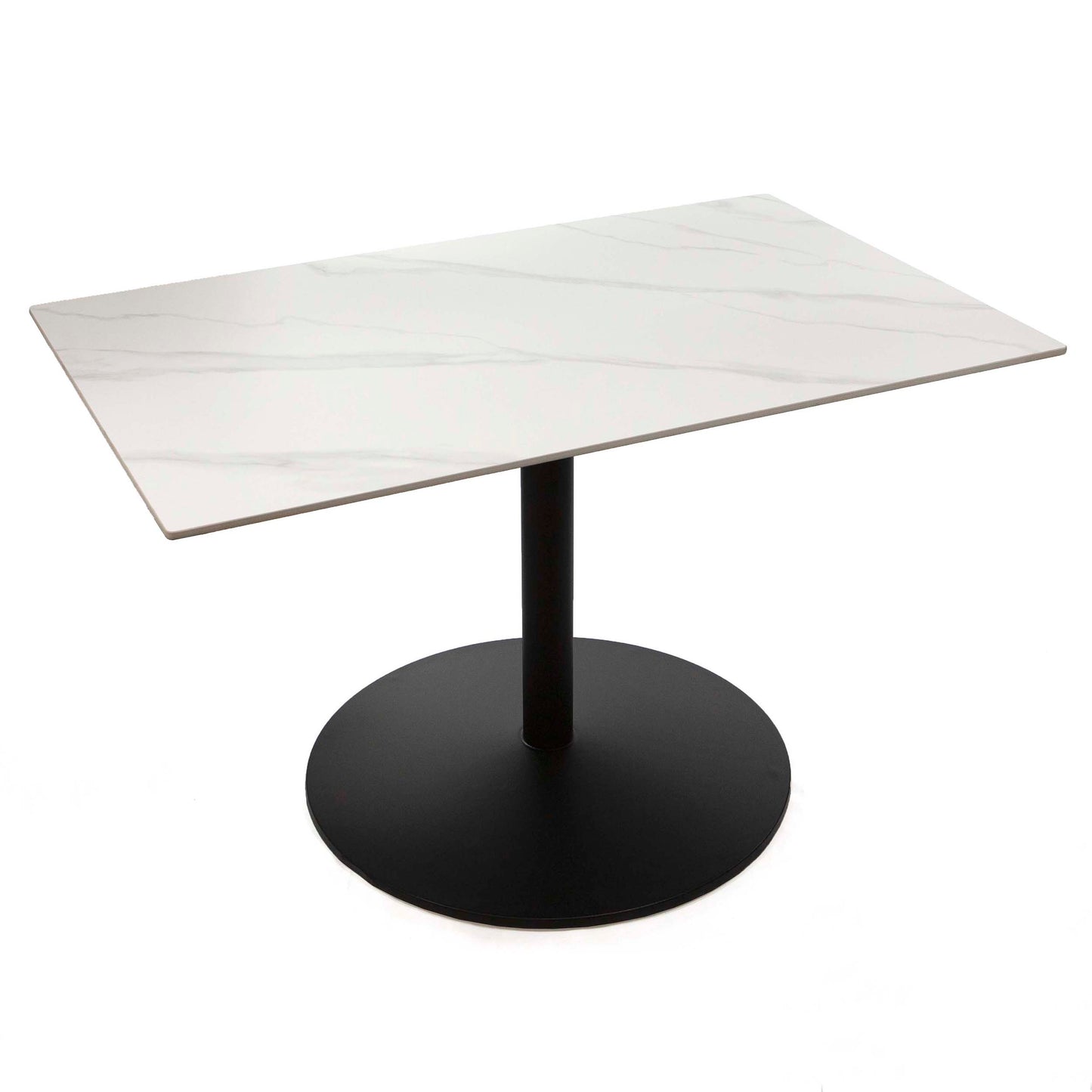 30" x 48" white sintered stone restaurant table