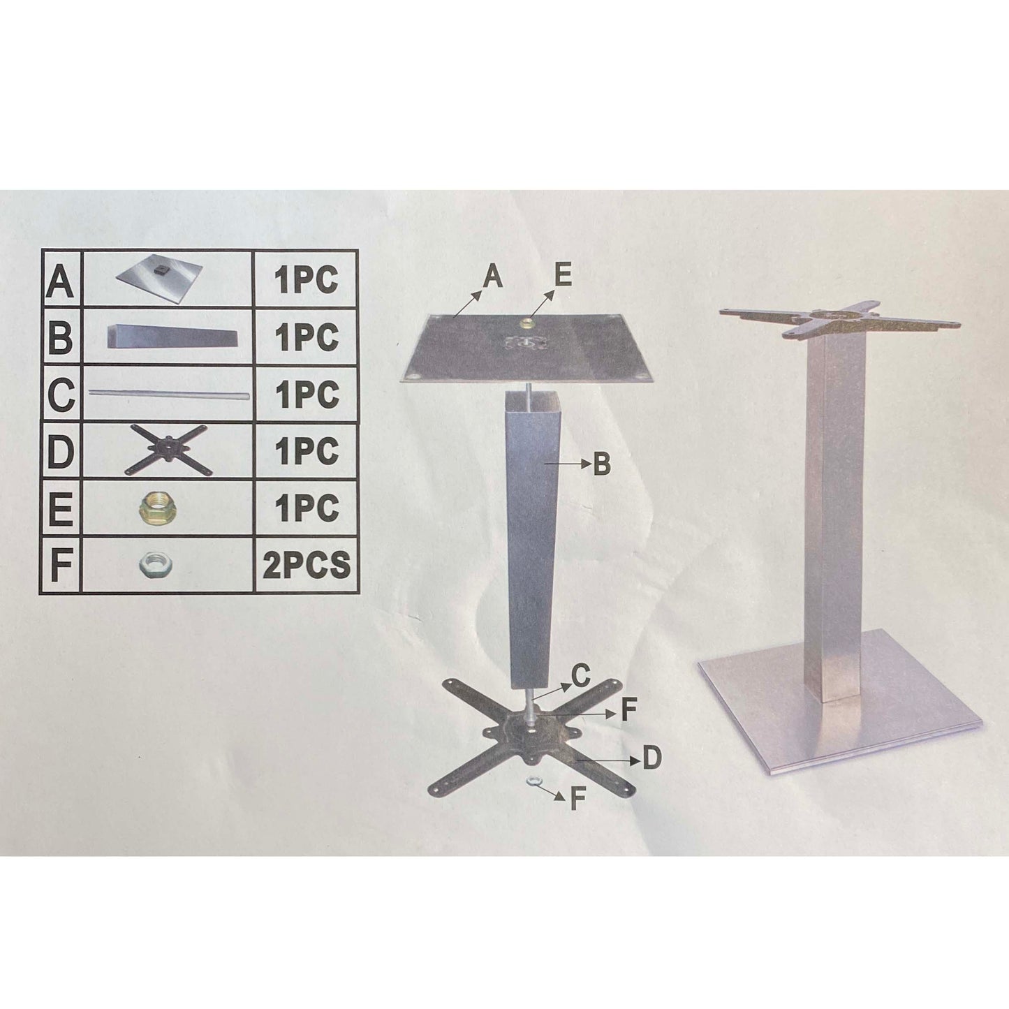 Flat Square Bistro Table Base in Cast Iron, 1 PC, Pedestal Shape #JK3016