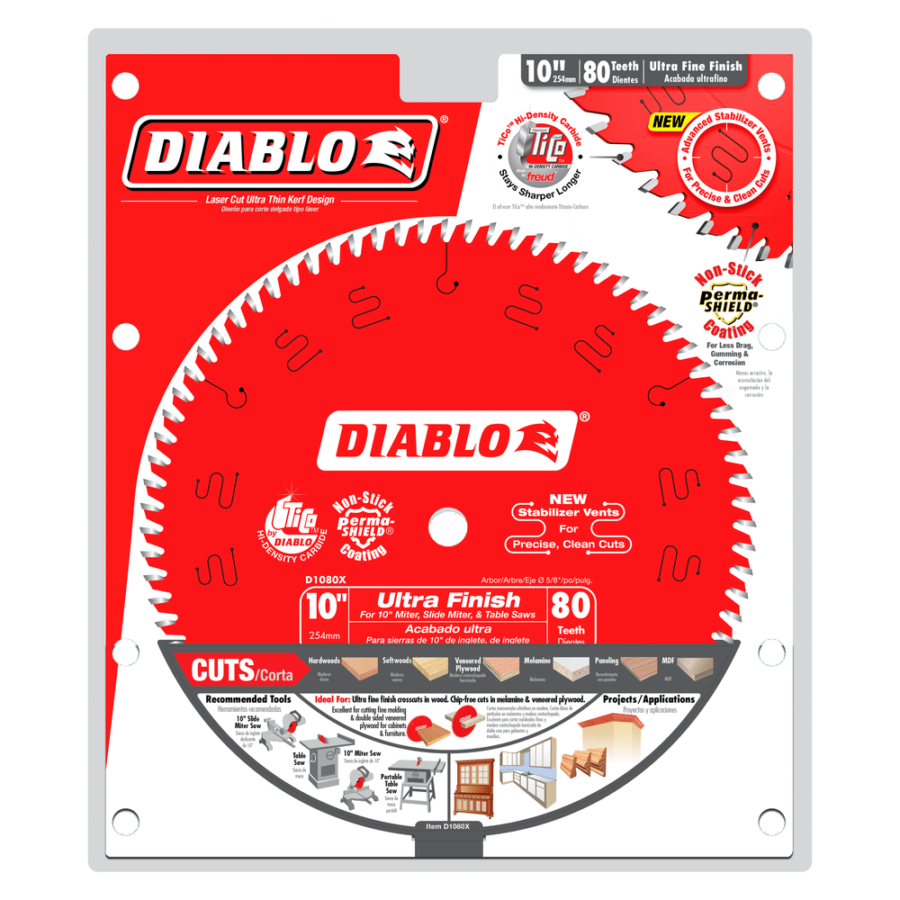 DIABLO 10 in. x 80 Tooth Ultra Finish Saw Blade D1080X
