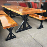 table legs and bench legs, trestle shape, made in metal, ship in Canada & USA