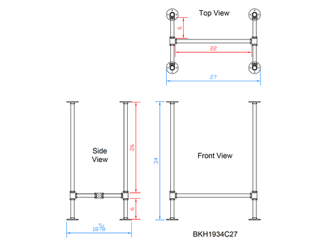 counter height pipe table legs