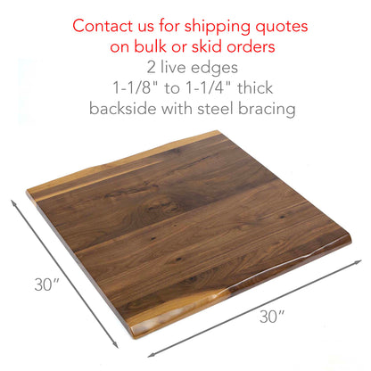 30 x 30" solid black walnut cafe table tops