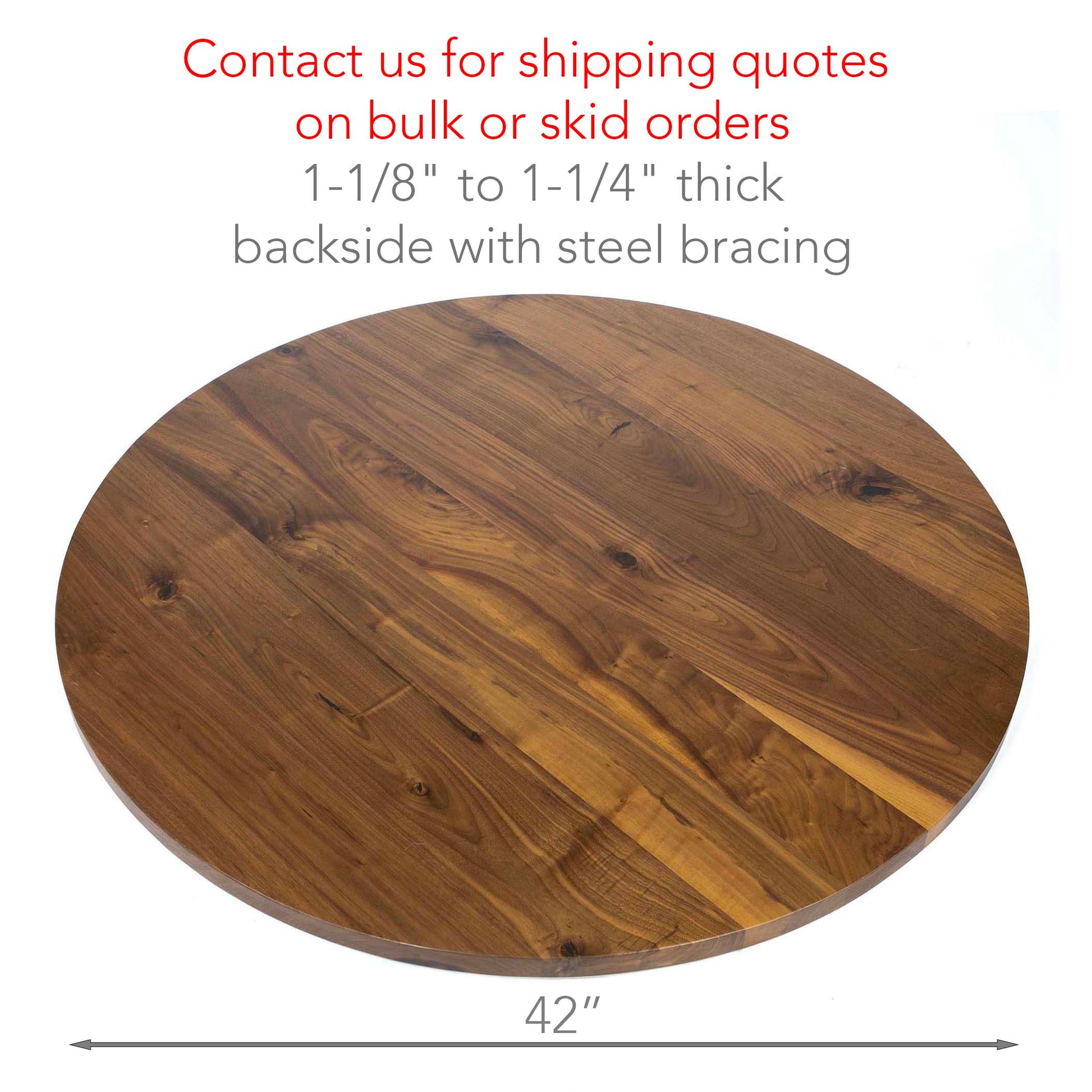 42" round solid black walnut table tops