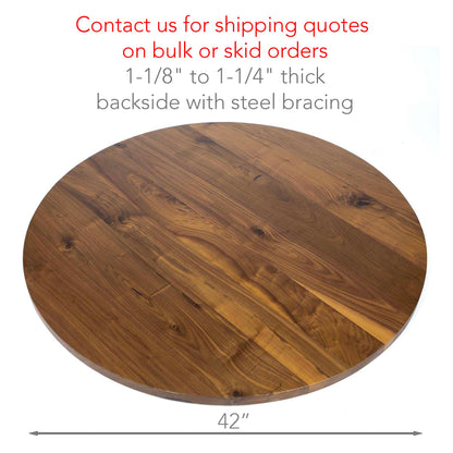 42" round solid black walnut table tops