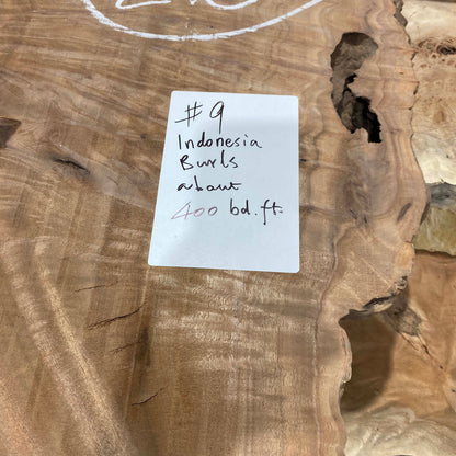 clearance #9 - Indonesia Amboyna Burl slabs 400 board foot