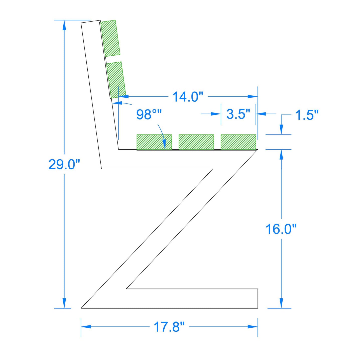 Aluminum Zig Zag Bench Legs With Backrest, 1 Pair #A015