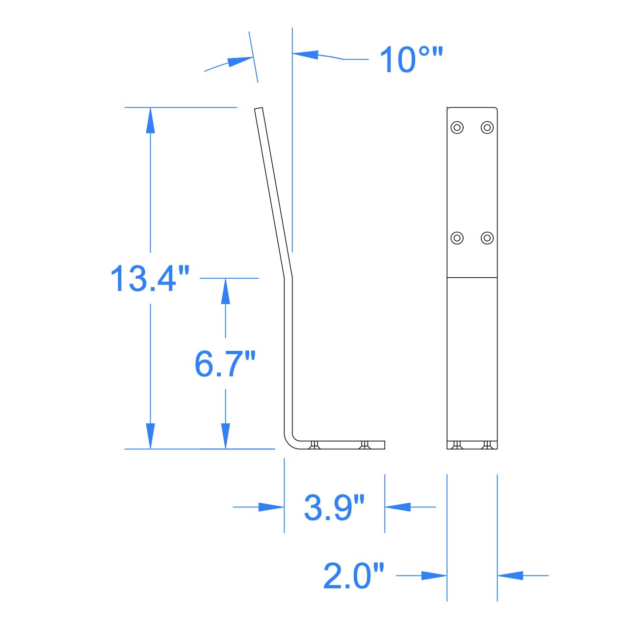 Price for Set/3, Aluminum Bench Backrest Brackets, #A017