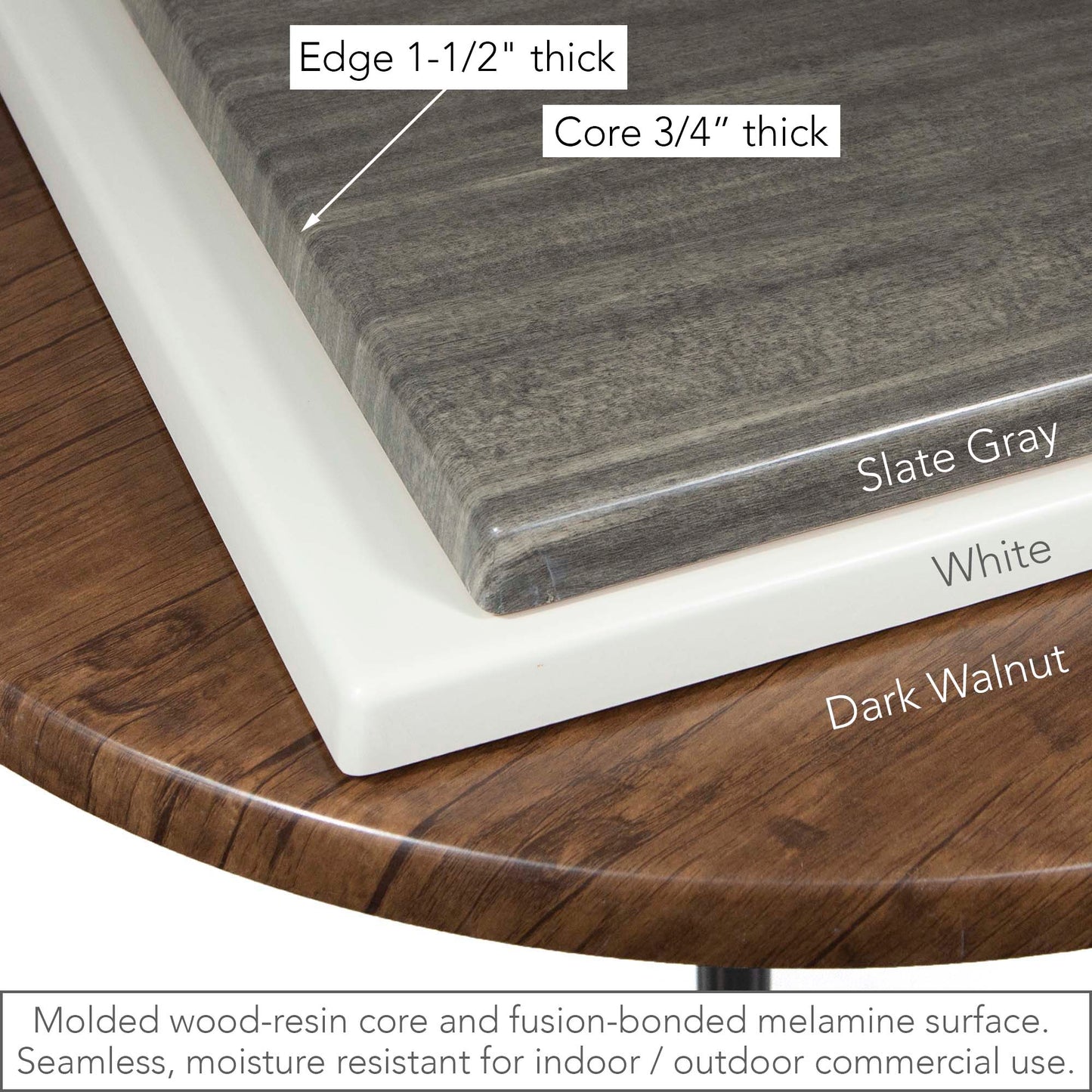 BJD24 all weather seamless melamine board table tops