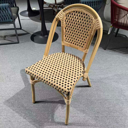 French Cafe Style Restaurant Chairs, PE Woven Rattan Seatings #CAA301