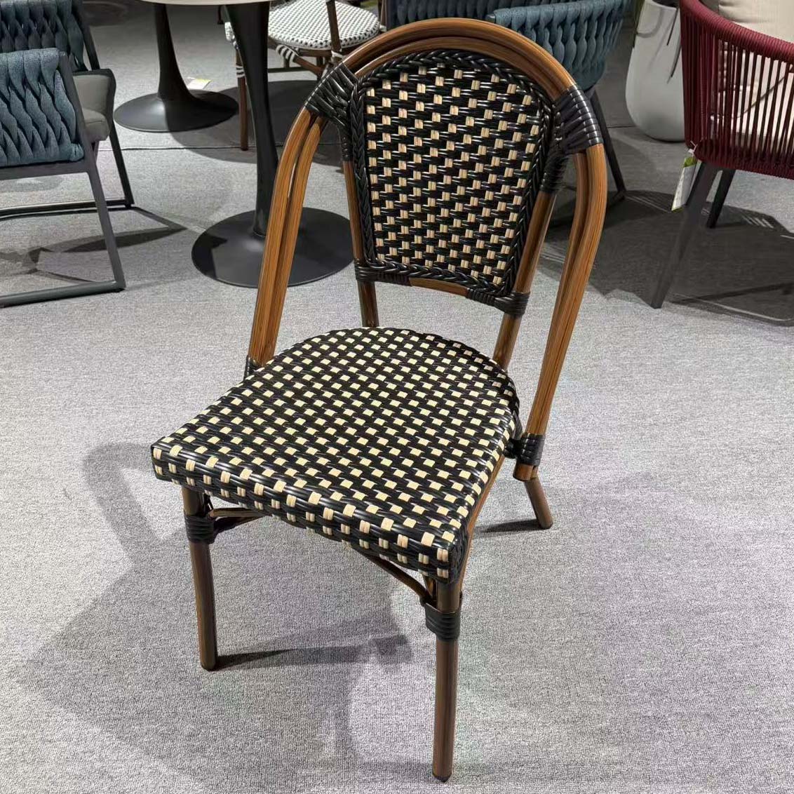 French Cafe Style Restaurant Chairs, PE Woven Rattan Seatings #CAA600
