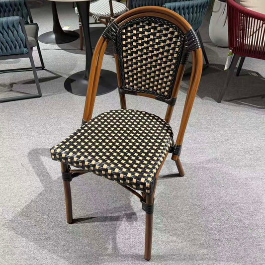 French Cafe Style Restaurant Chairs, PE Woven Rattan Seatings #CAA600