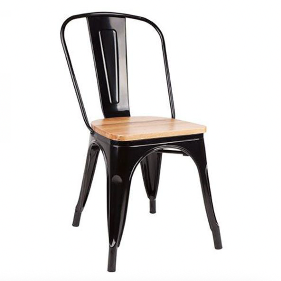 Tolix Metal Restaurant Chair with Wood Seating #CK8001M