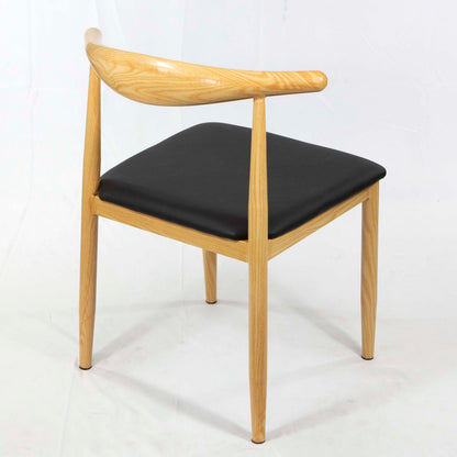 Horn Back Metal Restaurant Chair, Natural Wood Grain #CK8014-NT