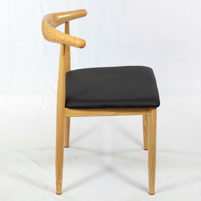 Horn Back Metal Restaurant Chair, Natural Wood Grain #CK8014-NT