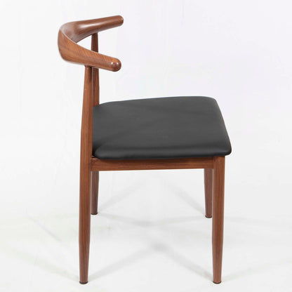 Horn Back Metal Restaurant Chair, Dark Walnut Wood Grain #CK8014-WN