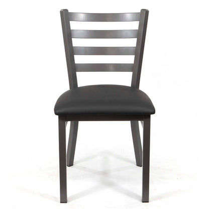 Ladder Back Restaurant Chair, Gray Metal Frame with Black Leather Seats #CK8028-GR1BL