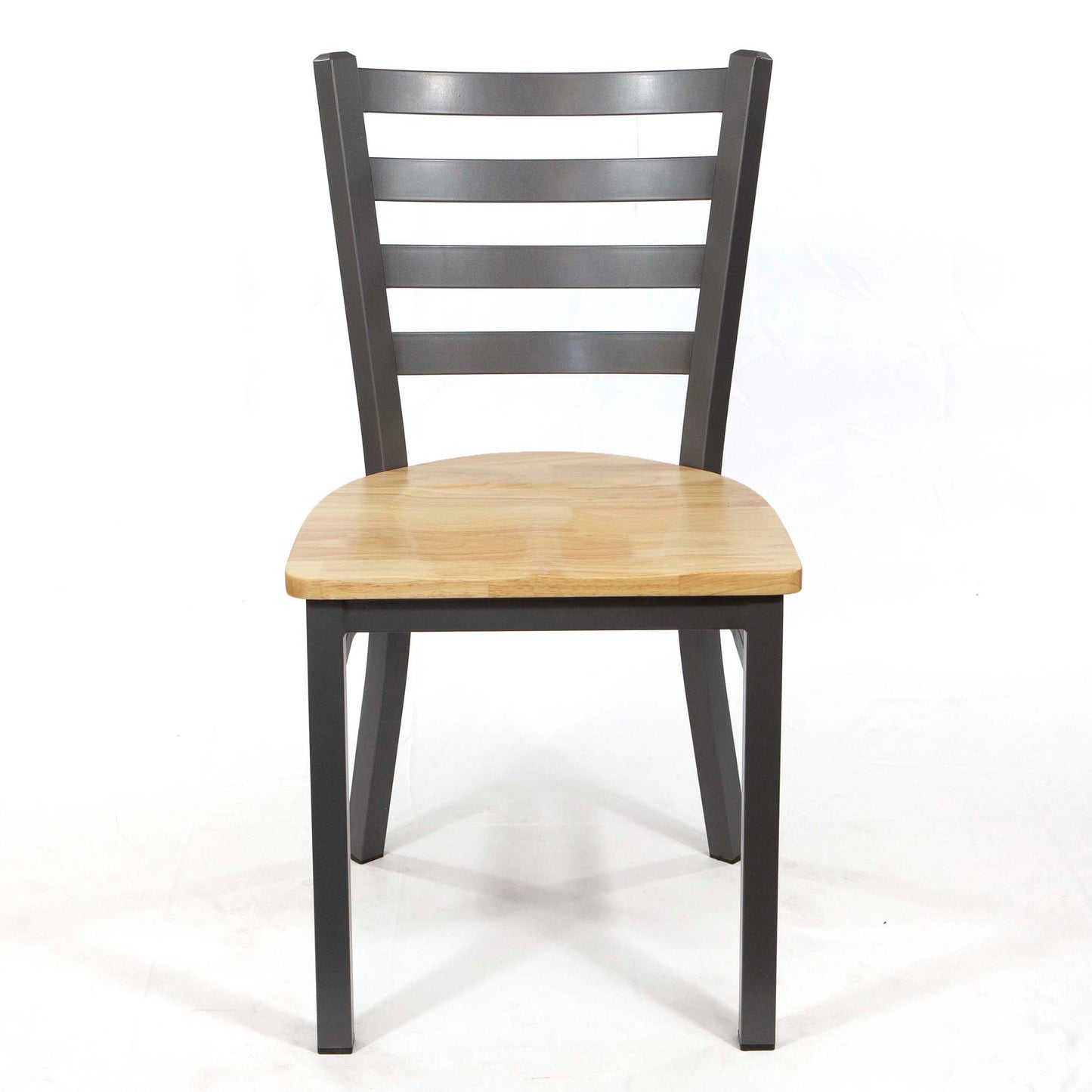 Ladder Back Restaurant Chair, Gray Metal Frame with Natural Color Wooden Seats #CK8028-GR2NT