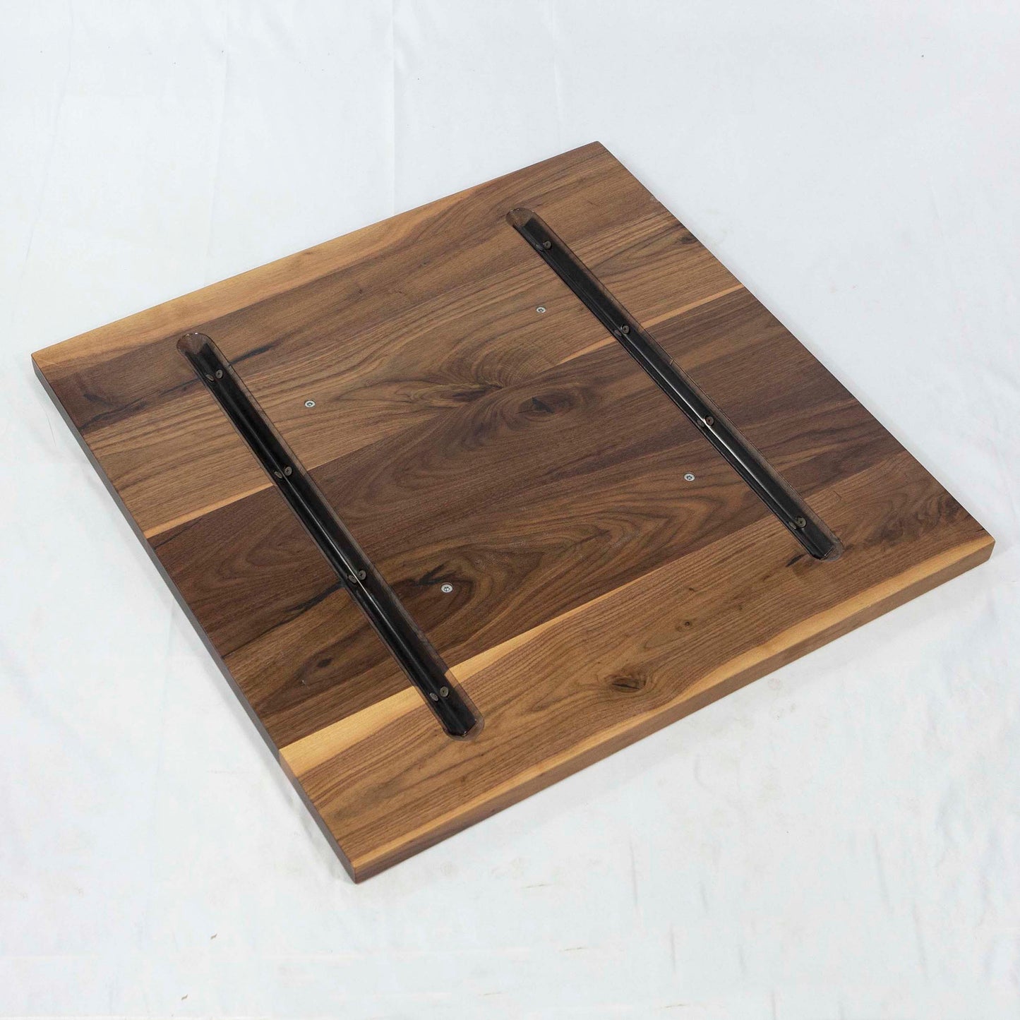 back side of solid black walnut restaurant table tops