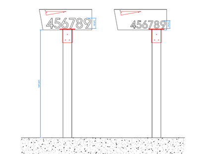 Regular Size Chamfered Mailbox, Post Mounted Design #HC300