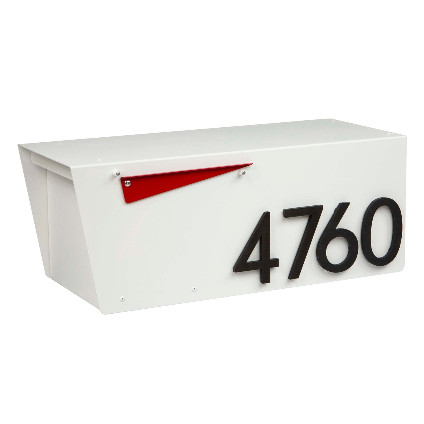 White Regular Size Post-Mounted Mailbox, Contemporary Design #HC101