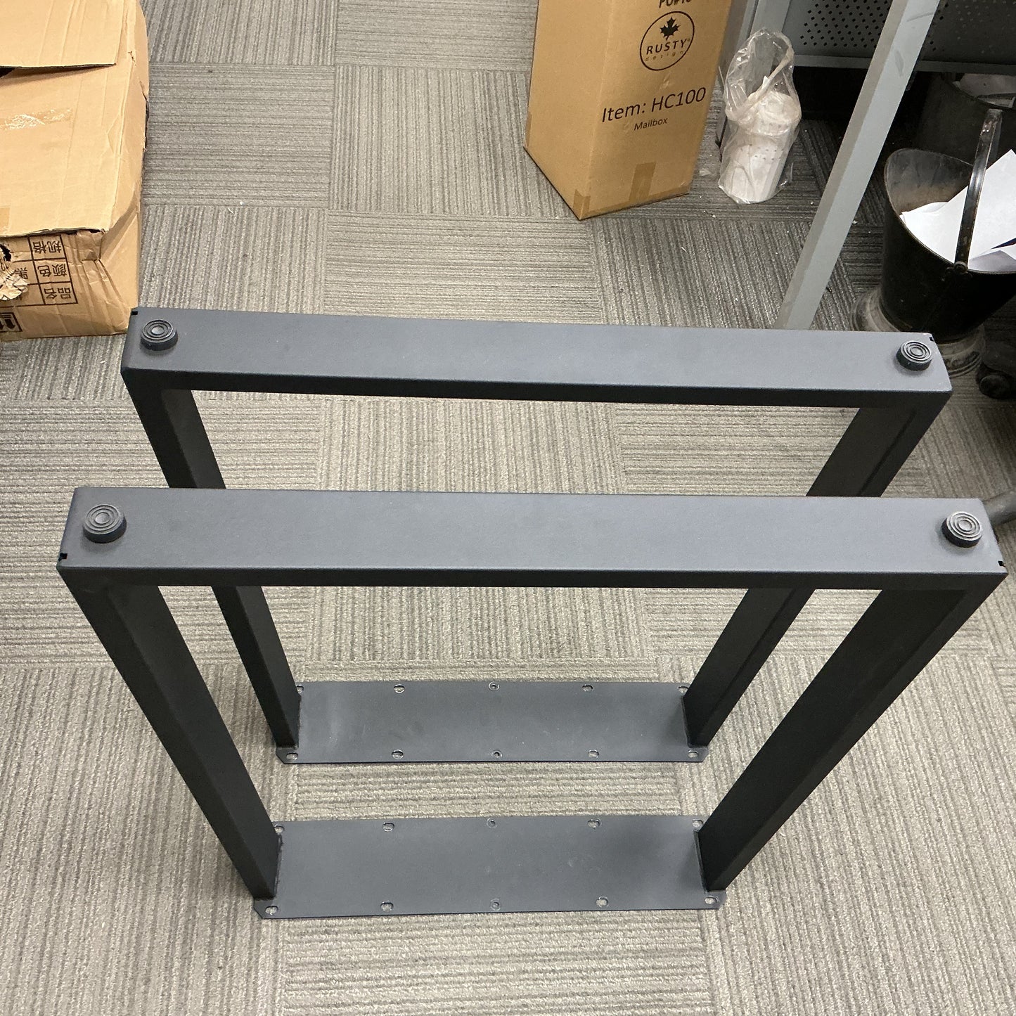 Clearance #B18 Dining Table legs, 1 Pair, Metal Trapezoid Shape Narrow Top #SS210N