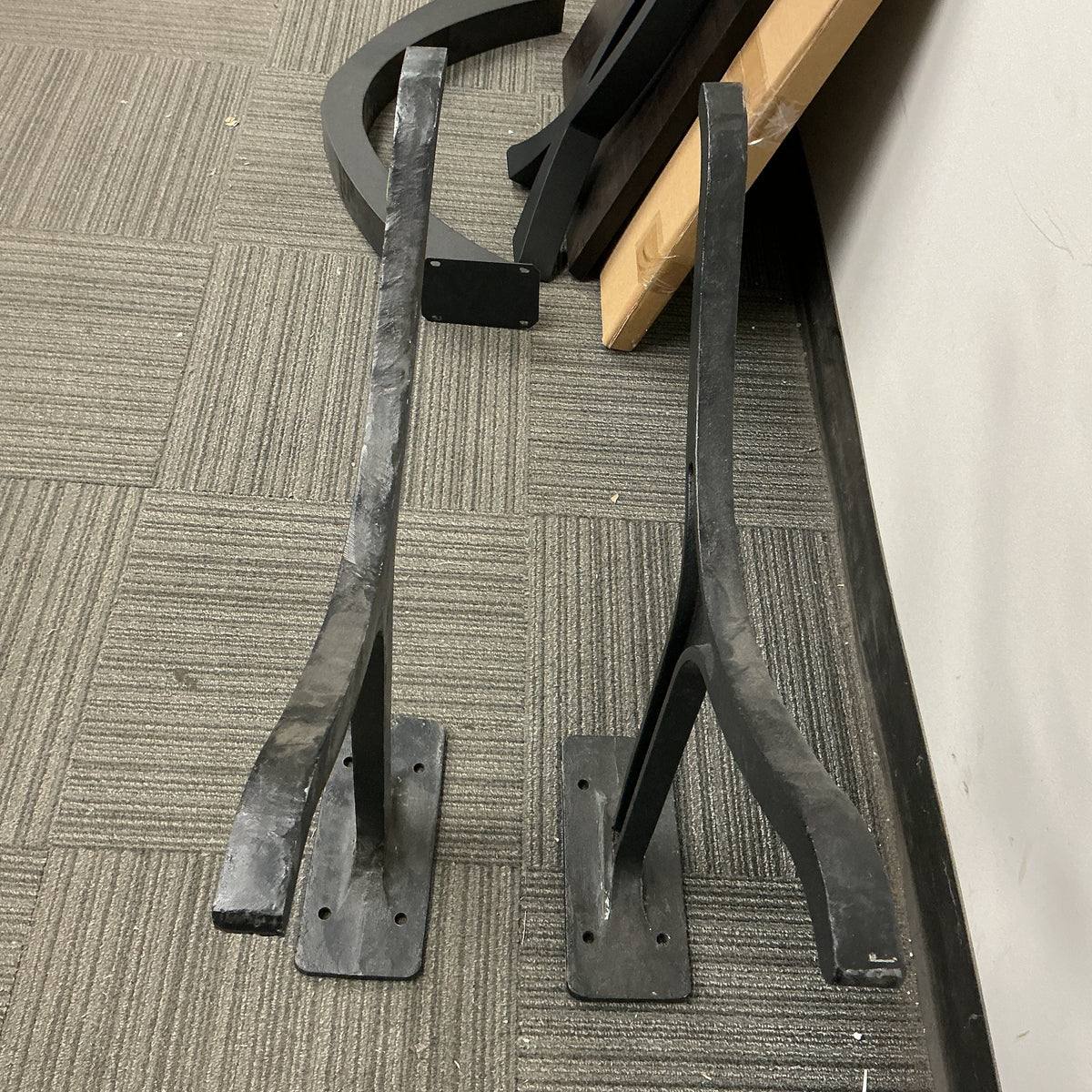 Clearance #B89 Cast Iron Dining Table Legs, Wishbone-Shaped, Black powder coated, 1 Pair #WB730
