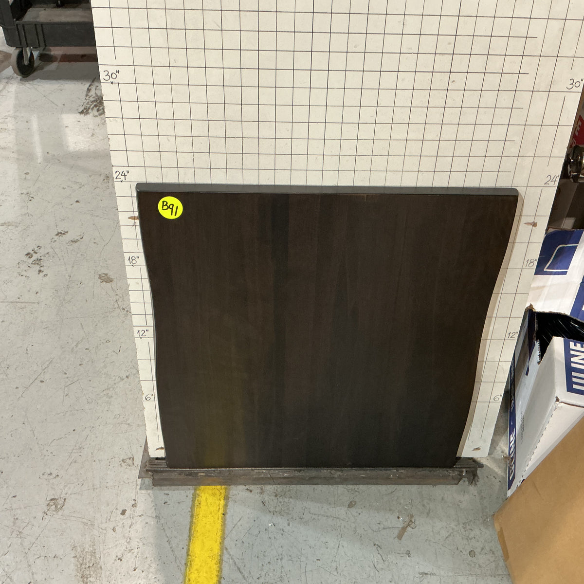 Clearance #B91 Last pc 24 x 24" Two Wavy Live Edge Solid European Beech Hardwood Table Tops, Dark Walnut Color #DC2424-WN