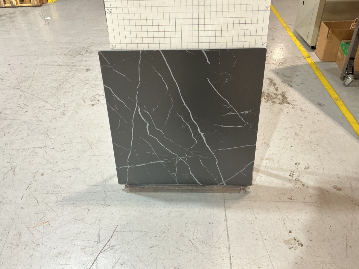 Clearance #B92 24 x 24" Sintered Stone Restaurant Table Top, Black Color Gray Veins #KE2424-BL