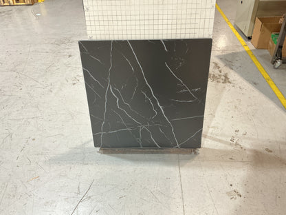 Clearance #B92 24 x 24" Sintered Stone Restaurant Table Top, Black Color Gray Veins #KE2424-BL