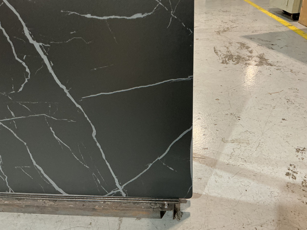 Clearance #B92 24 x 24" Sintered Stone Restaurant Table Top, Black Color Gray Veins #KE2424-BL