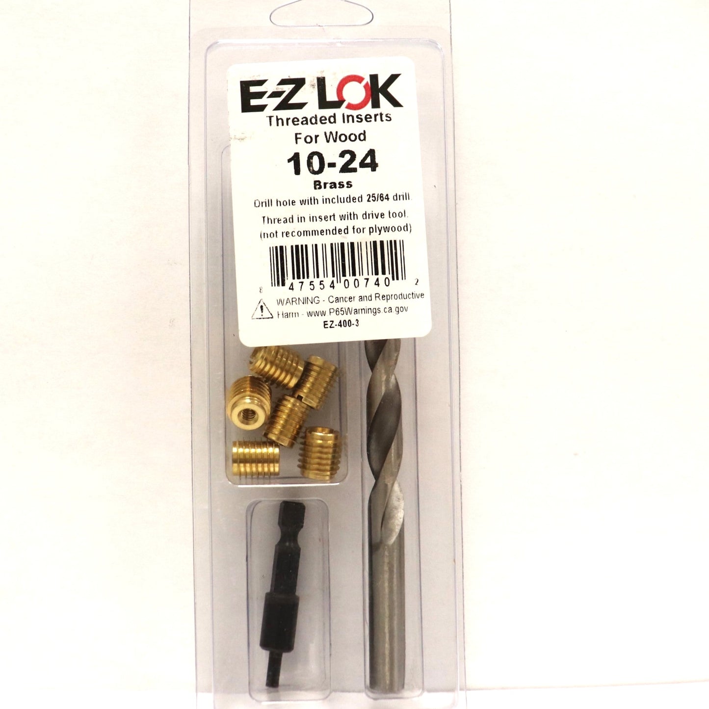 EZ-400-3KIT E-Z Knife™ Threaded Insert Installation Kit for Hard Wood - Brass - 10-24