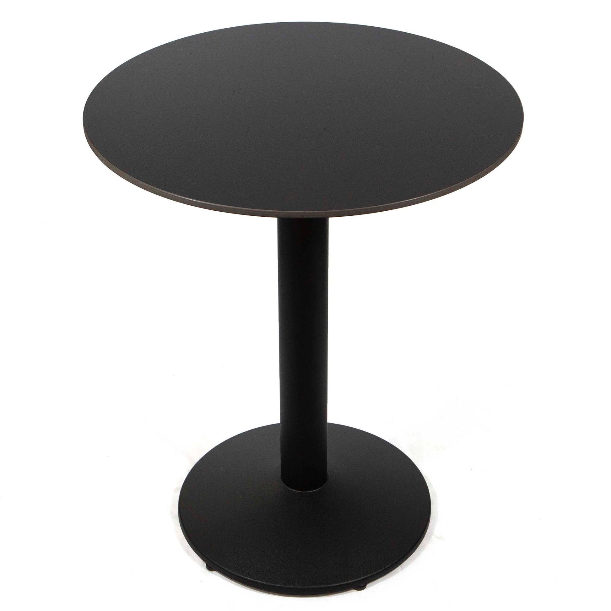 24" round black sintered stone cafe bistro table