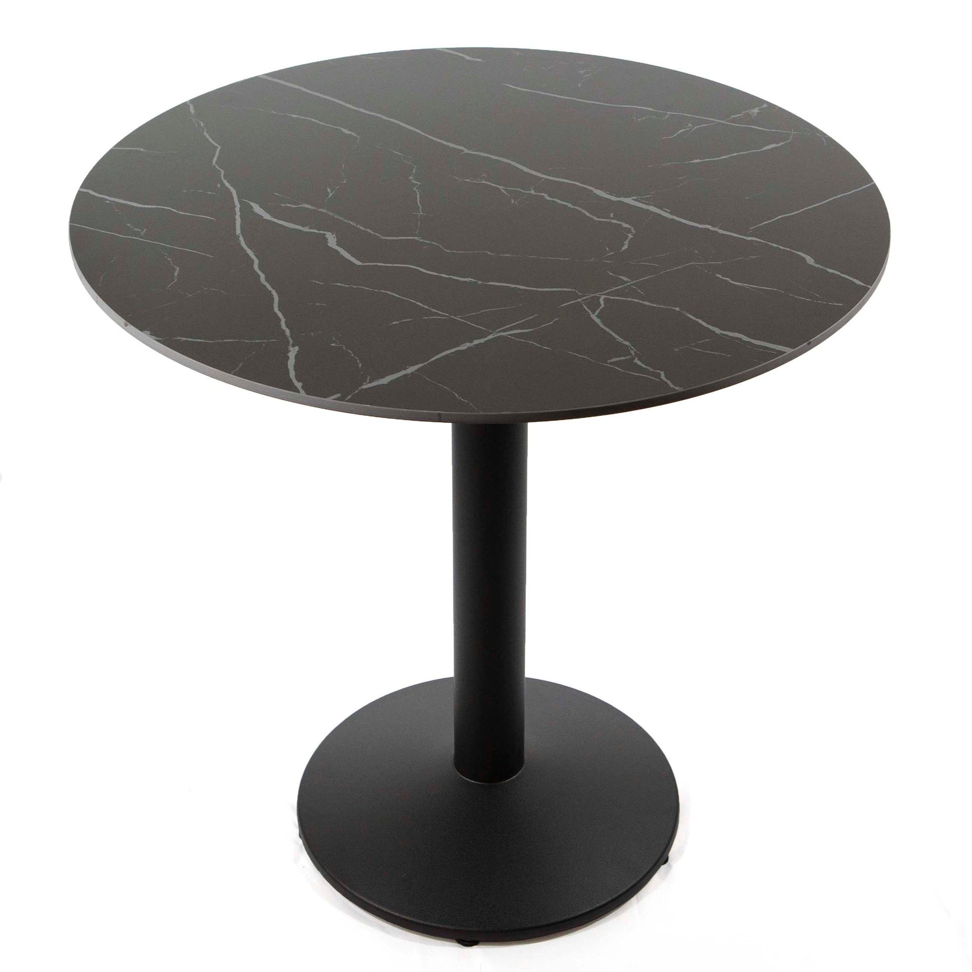30" round black sintered stone cafe table
