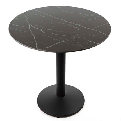30" round black sintered stone cafe table