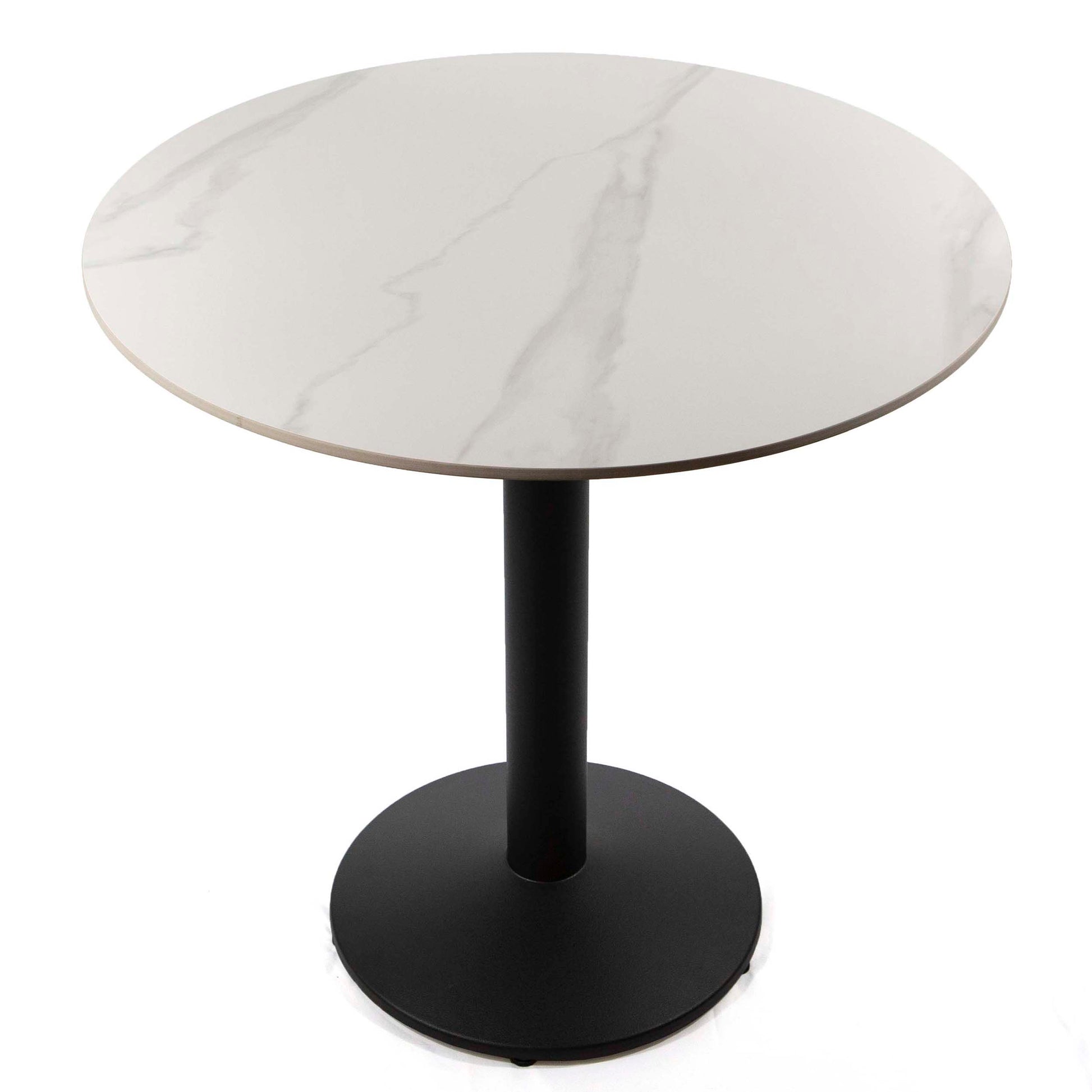 30" round white sintered stone cafe table