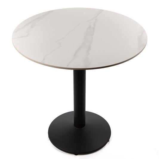 30" round white sintered stone cafe table