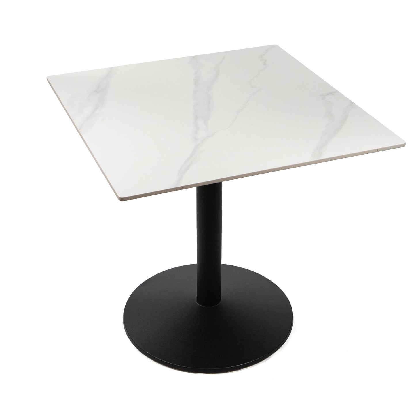 30" x 30" white sintered stone restaurant cafe table