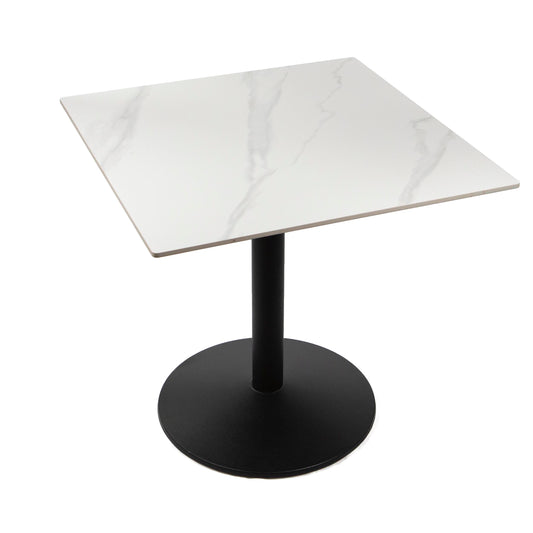 30" x 30" white sintered stone restaurant cafe table