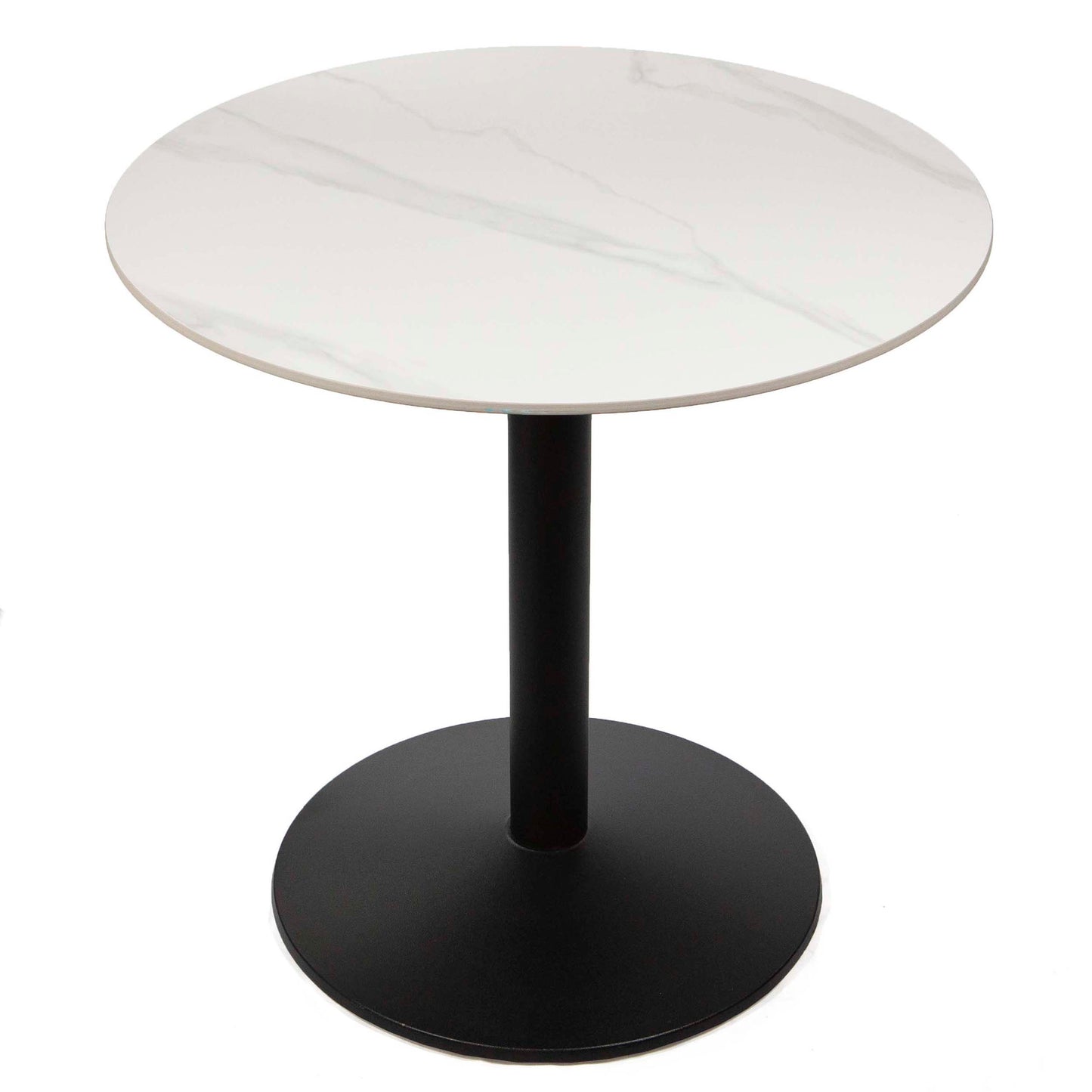 30" round white sintered stone cafe bistro table