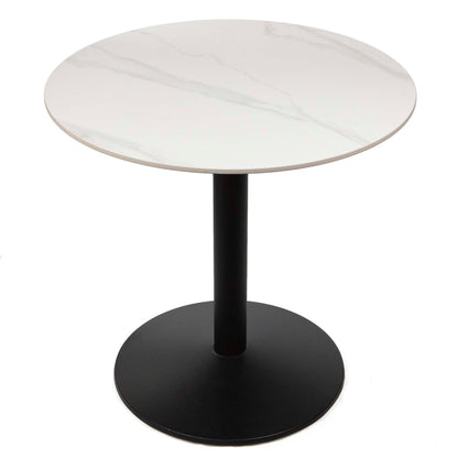 30" round white sintered stone cafe bistro table