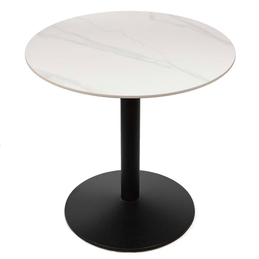 30" round white sintered stone cafe bistro table
