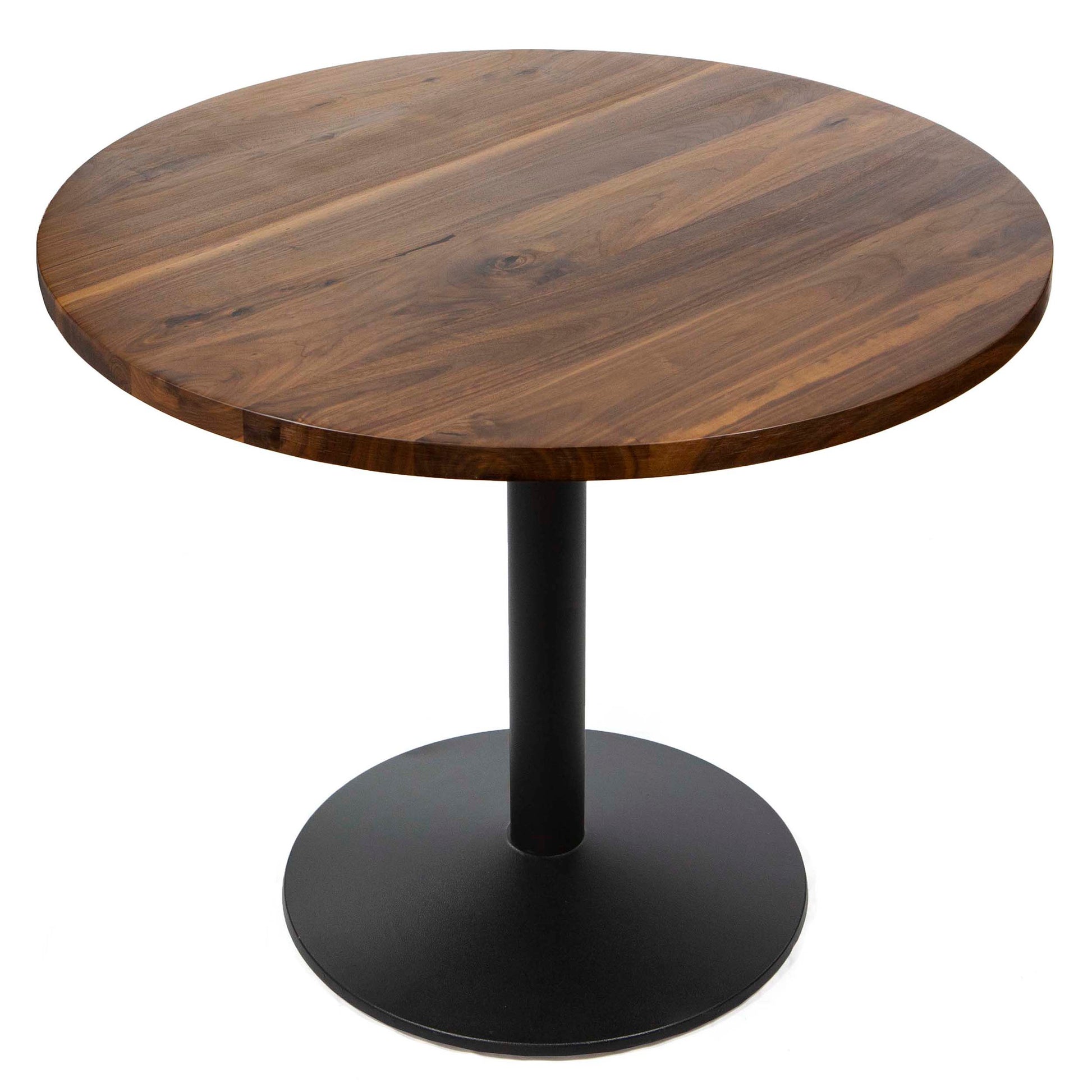 36" round solid black walnut restaurant bistro table