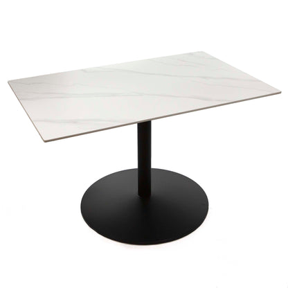 30" x 48" white sintered stone restaurant table