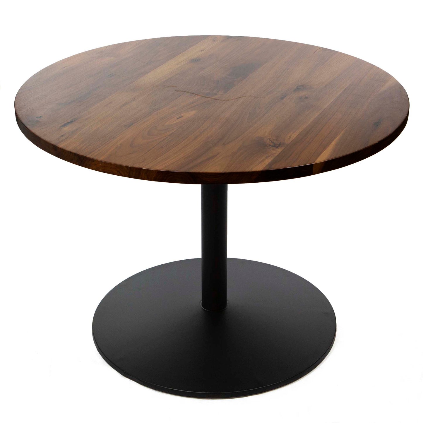 42" round black walnut restaurant table