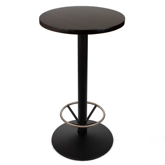 24" round European beech wood bar height bistro table with footrest