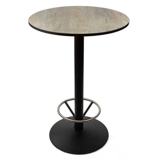 30" round HPL bar height bistro table with footrest