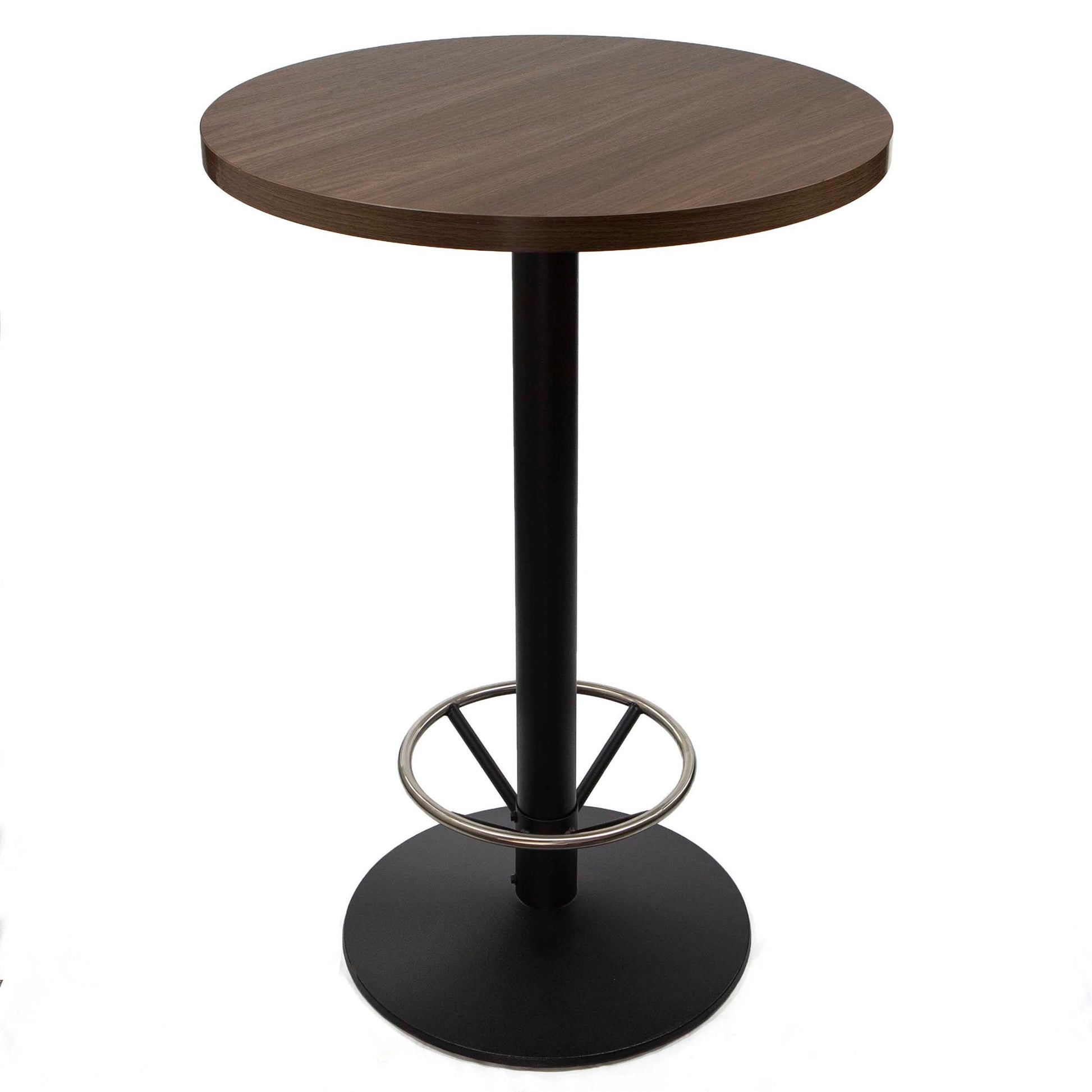 30" round hight top bistro bar table with footrest