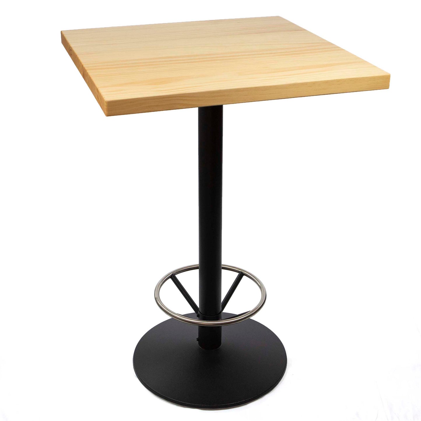 30" x 30" solid pine wood bar height bistro table with footrest