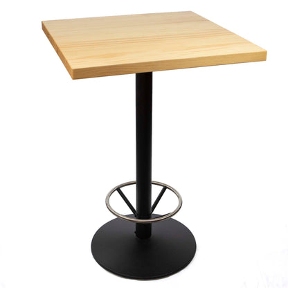 30" x 30" solid pine wood bar height bistro table with footrest